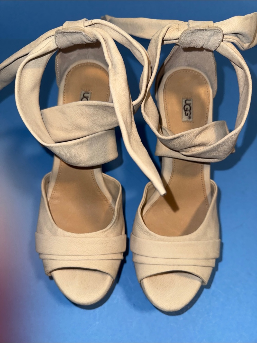 UGG Women's Cream Wrap-Around Wedge Platform Sandals